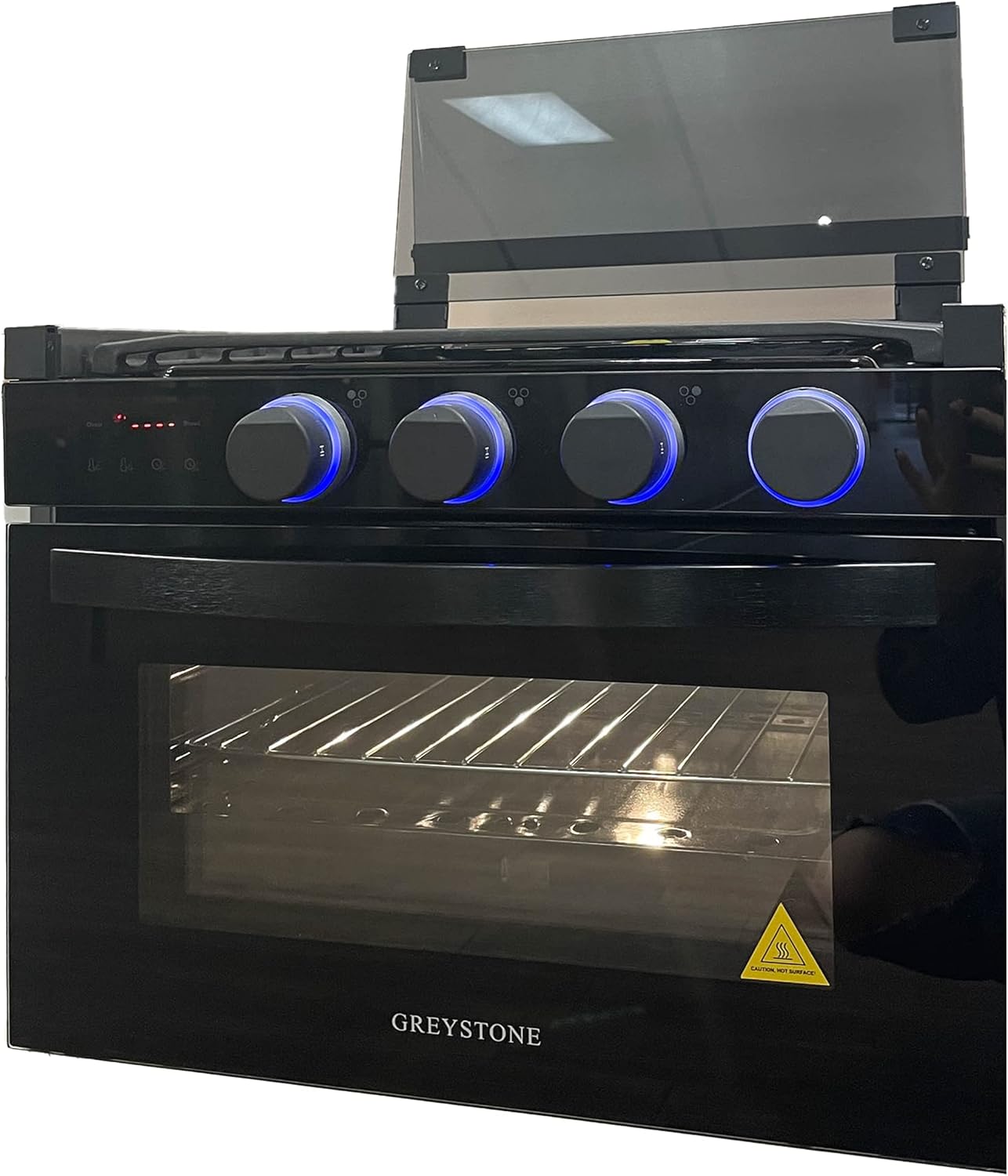 Way Interglobal Greystone, 17 Inch Digital RV Gas Range, Stove and Oven Combo, 12 Volt, LP, 3 Burners, Black
