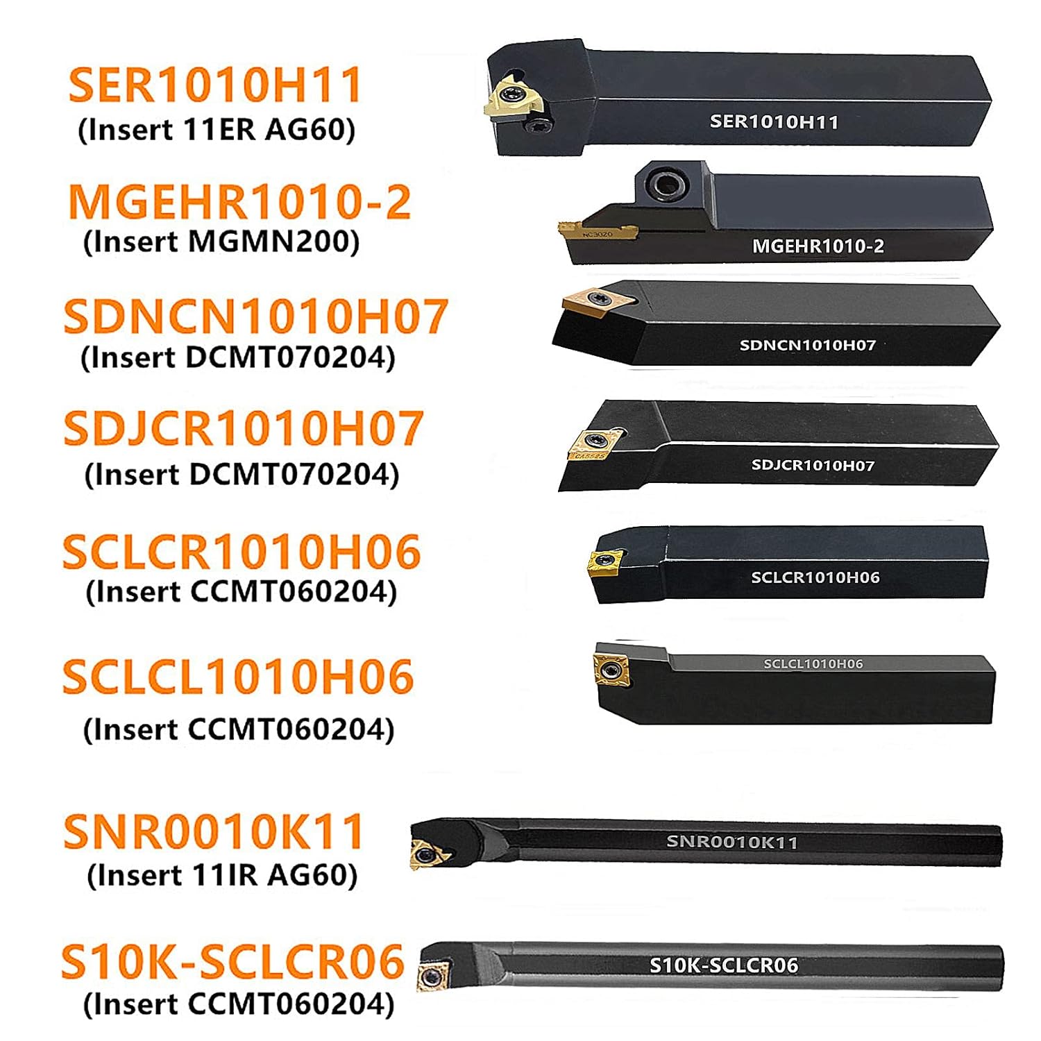 MABUARN Turning Holders 8 Sets 3/8 Shank Lathe Turning Tool Holders with Indexable Carbide Inserts for Turning Boring Grooving Cutting Threading
