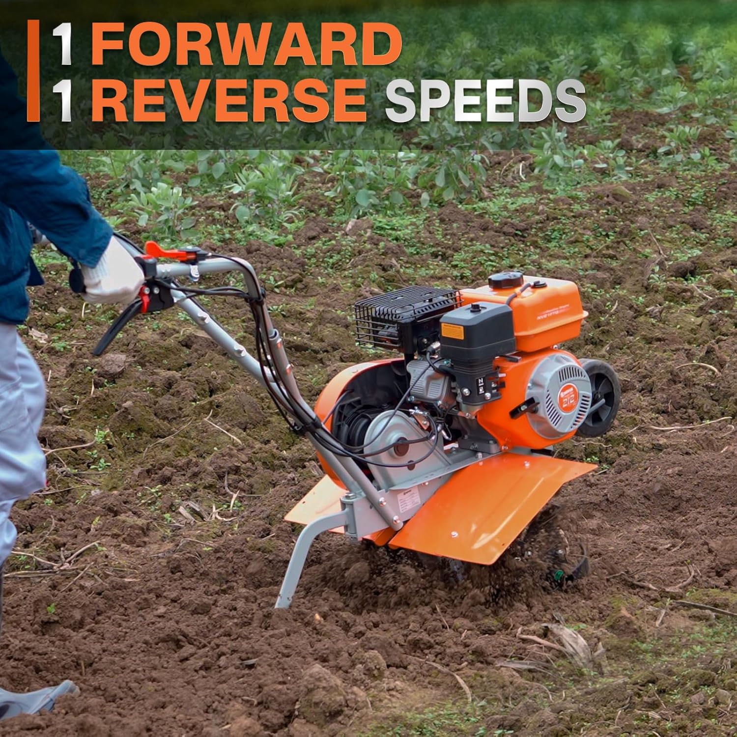 NOVUS Gas Tiller 21-Inch Gas Powered Front Tine Tiller Cultivator 212cc 4-Cycle Gas Engine with Toolless Adjustable Tilling Width 12in-21in, Gas Tiller for Gardening, Garden Tillers Gas Powered
