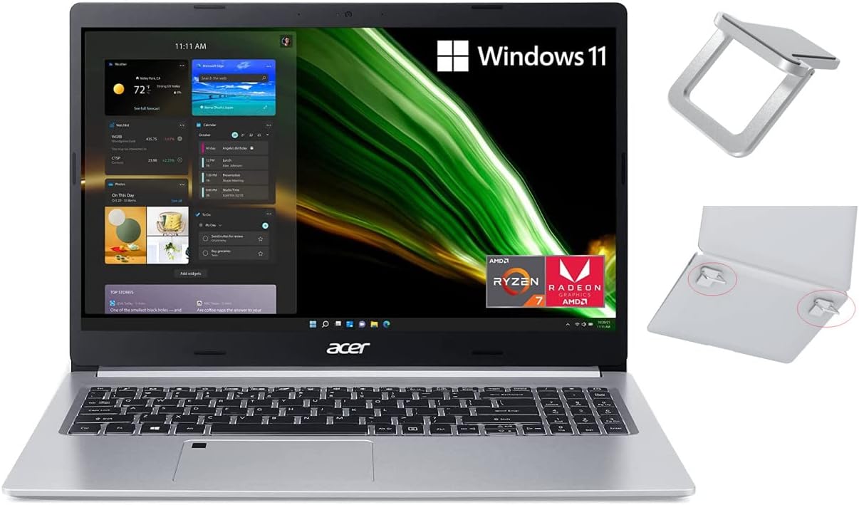 Acer Aspire 5 Slim 15.6" FHD IPS Premium Laptop | AMD Ryzen 7 3700U | Backlit Keyboard | Fingerprint Reader | Windows 11 (Silver, 8GB DDR4 | 256GB SSD)