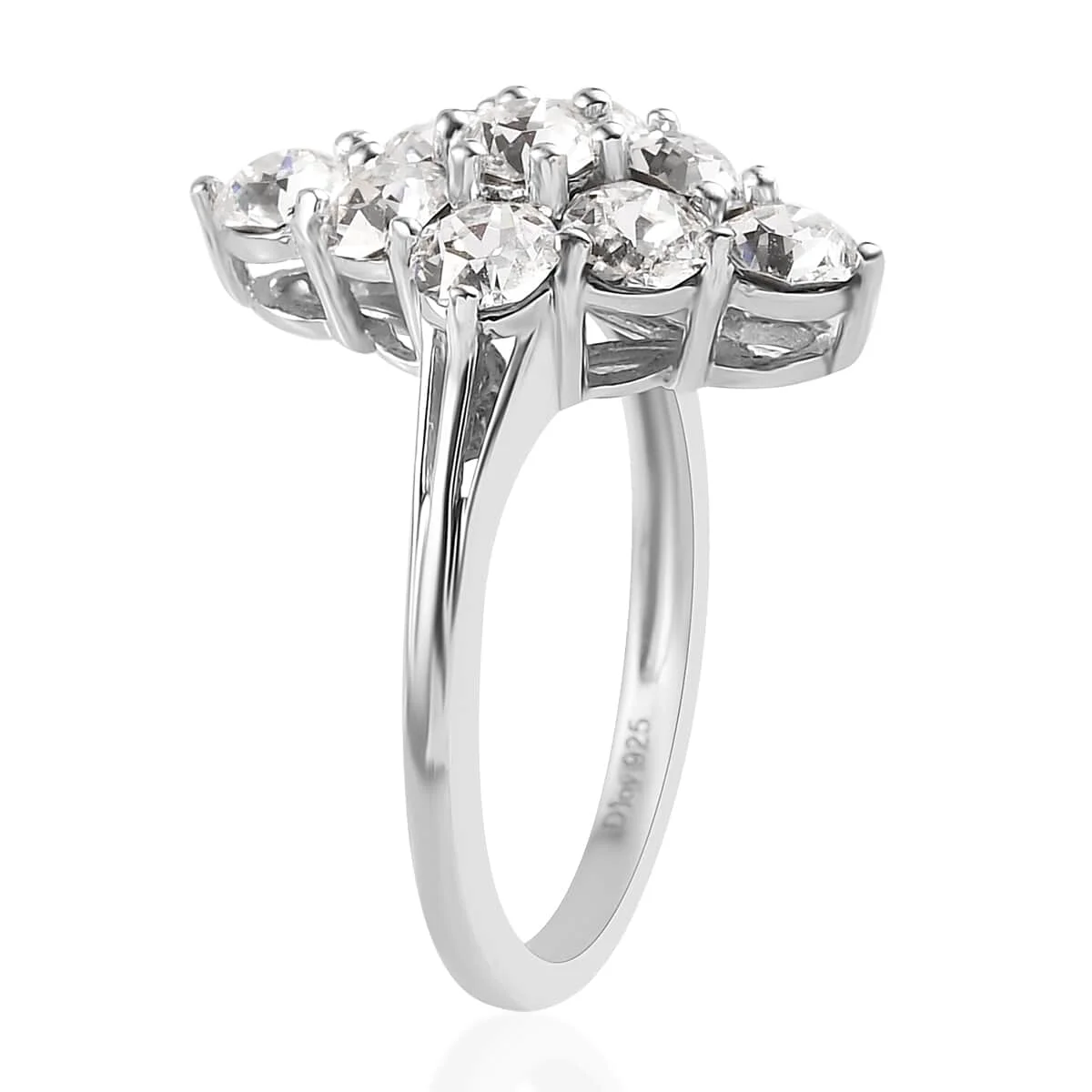 Shop LC White Crystal Round 925 Sterling Silver Platinum Plated Cluster Ring for Women Jewelry Size 9 Birthday Gifts for Women