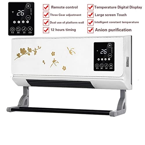 Electric Space Heater 2000W Wall Mounted Air Cooler Conditioner Heater Fan Heating Cooling Room Bathroom Waterproof Remote Timing Air Conditioning Fan Space Heaters