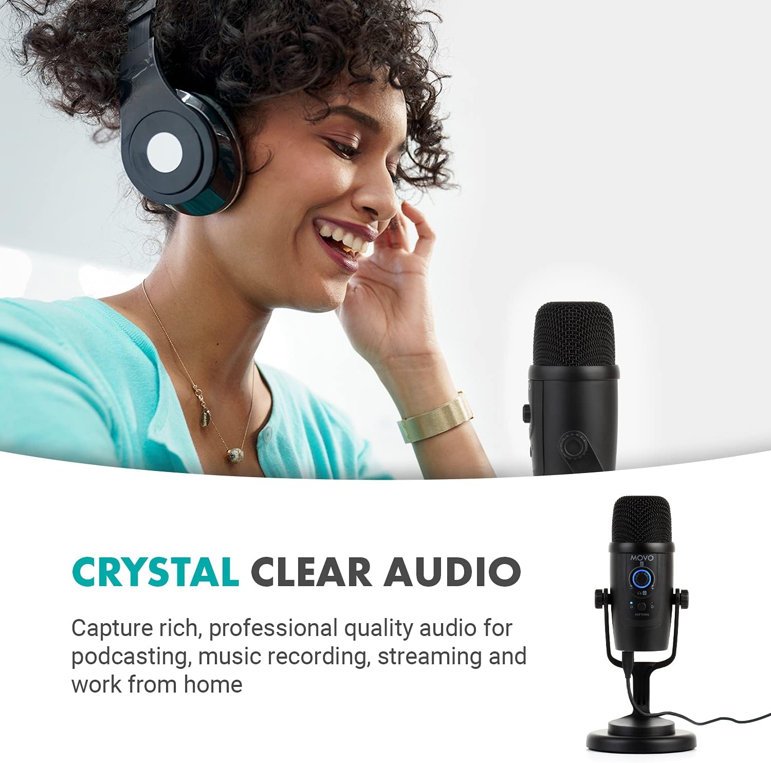 Movo UM300 Mini Desktop USB Microphone for Computer and Android Smartphones - Perfect Podcast, Music, Streaming, and Gaming Microphone for PC and Mac Computers - Travel-Size USB Podcast Microphone