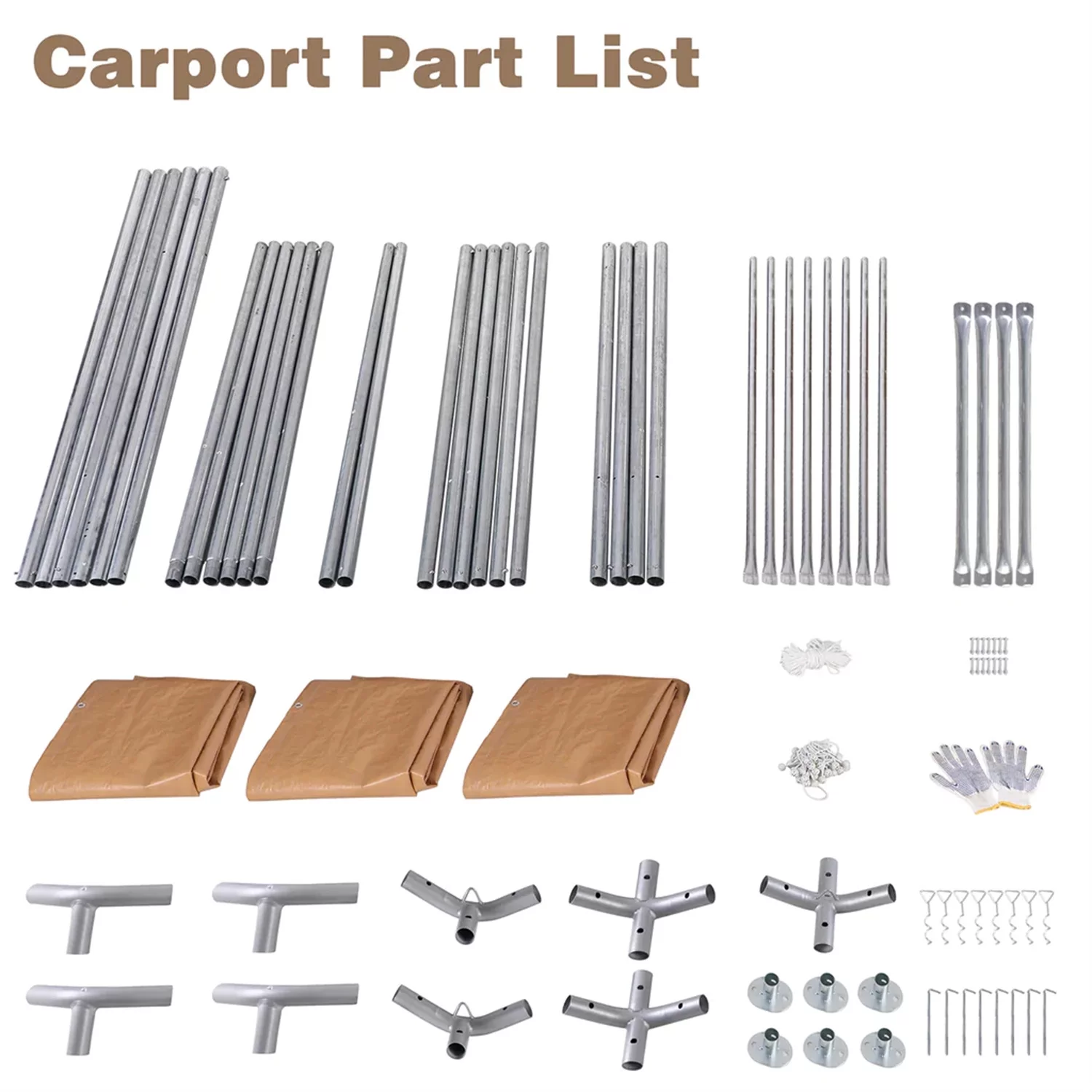 MF Studio 10' X 20’Carport Heavy Duty Car Canopy Galvanized Car Boat Shelter with Removable Sidewalls and Doors Beige