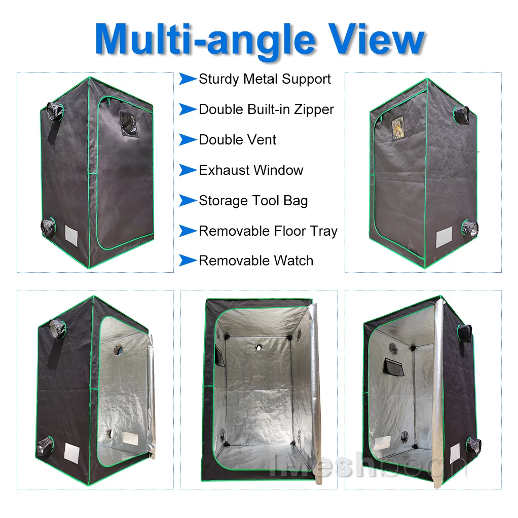 iMeshbean Upgraded 48"x48"x80" Complete Grow Tent Kit w/LED Full Spectrum Grow Light+Ventilation Inline Fan+Carbon Filter+Timer+Thermostat