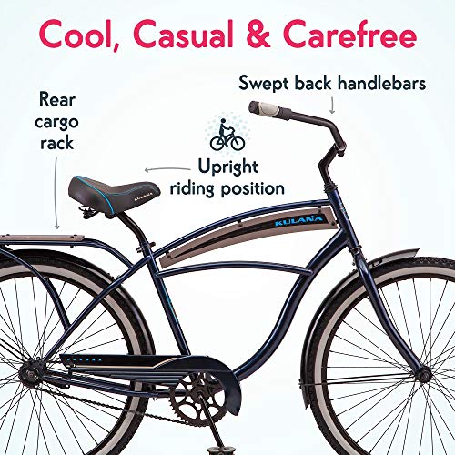 Kulana Lakona Youth and Adult Beach Cruiser Bike, Men and Women, 20-26-Inch Wheel Options, Step-Through or Step-Over Frames, Single or 7-Speed, Coaster or Linear Pull Brakes
