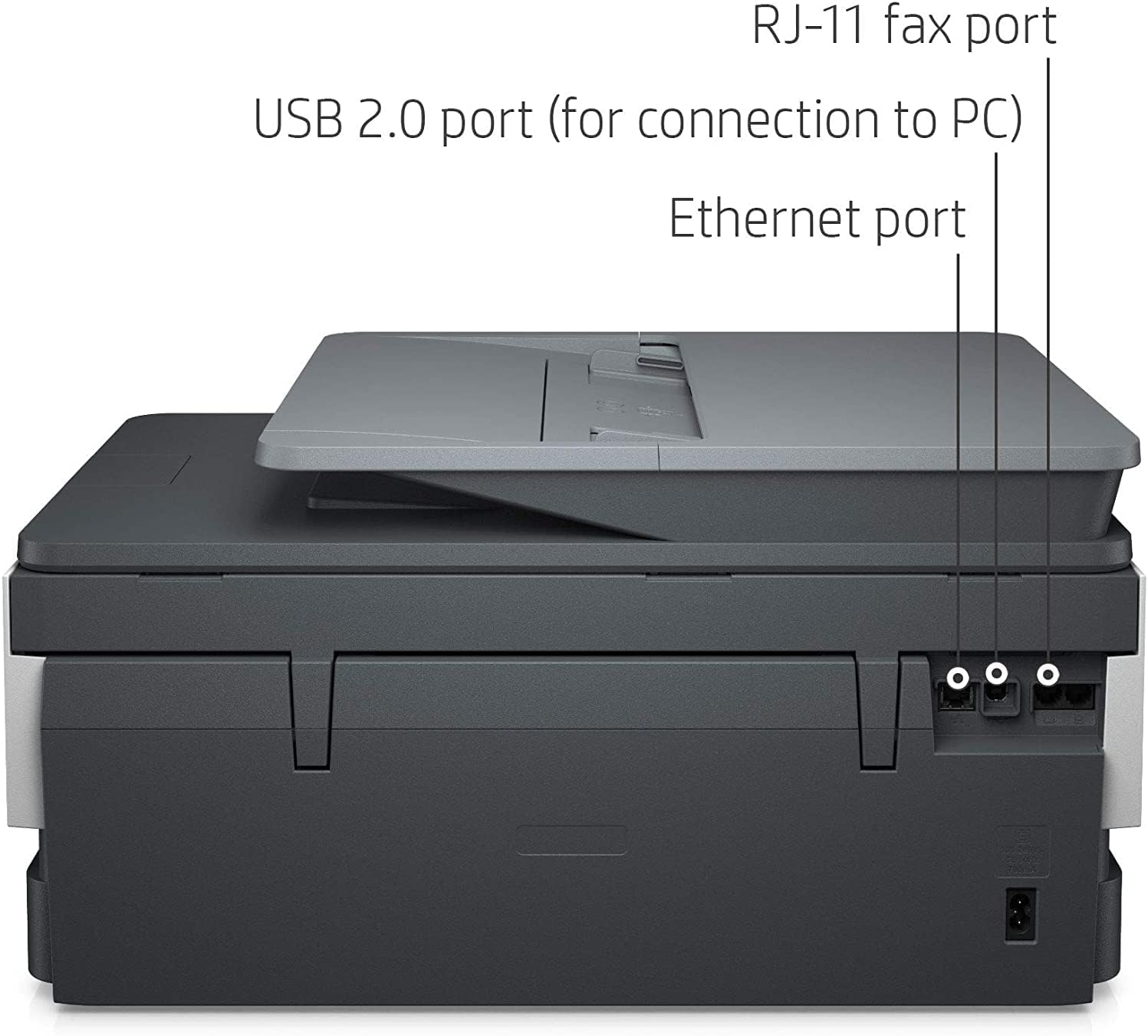 HP OfficeJet Pro 8025e All-in-One Wireless Color Inkjet Printer for Office - Print Scan Copy Fax- Auto 2-Sided Printing-4800 x 1200 dpi, 20 ppm, 225-Sheet, Gray-Bundle with Ahaghug Printer Cable
