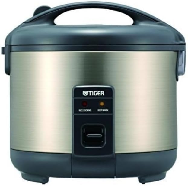 Tiger Rice Cooker - Premium Stainless Steel 8-Cup Rice Cooker with Fuzzy Logic Technology - Fast Cooking and Easy Cleanup - (Urban Satin) Bundle with Rice Container Bin and Washing Bowl (3 Items)