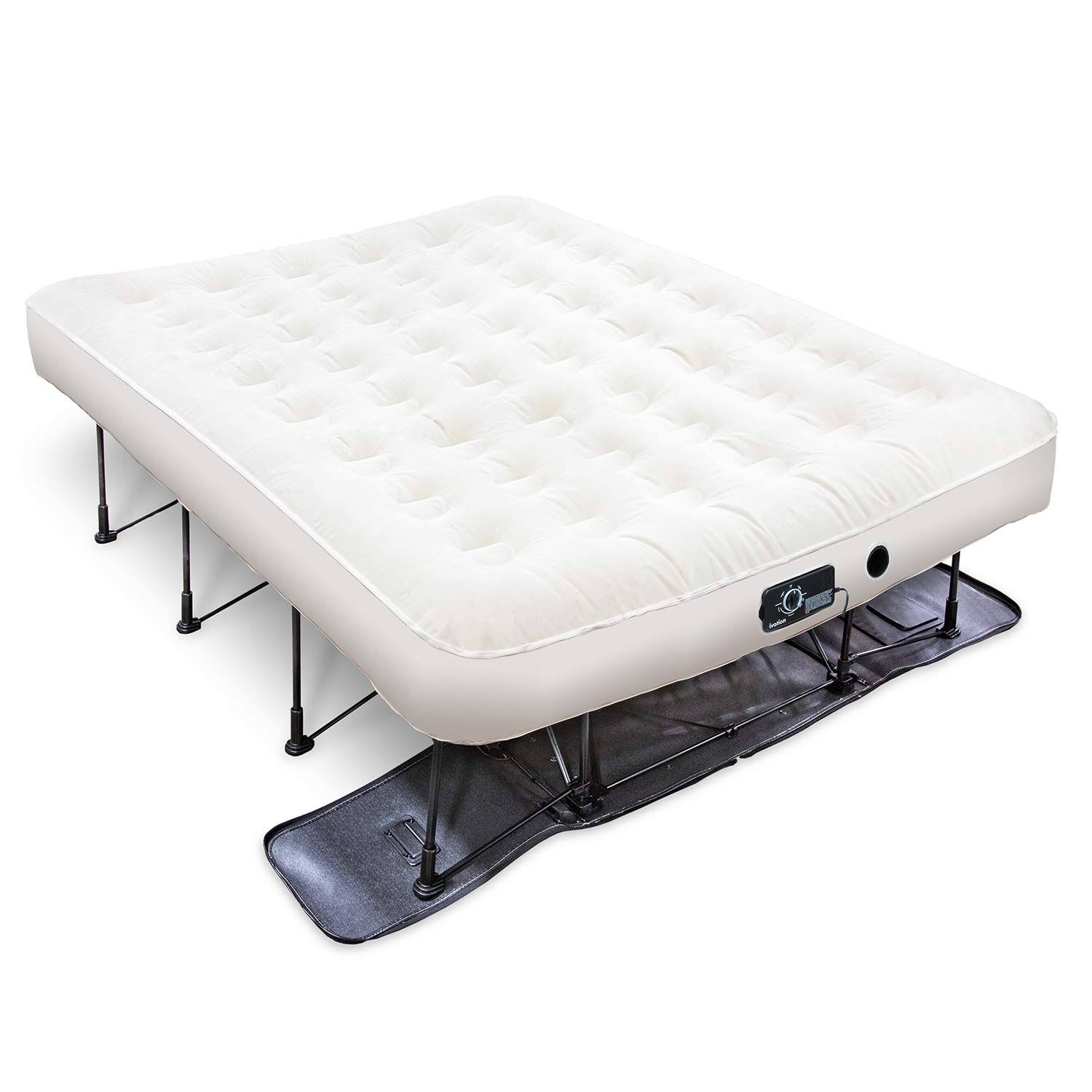 Ivation EZ-Bed (Queen) Air Mattress with Frame u0026 Rolling Case, Self Inflatable, Blow Up Bed Auto Shut-Off, Comfortable