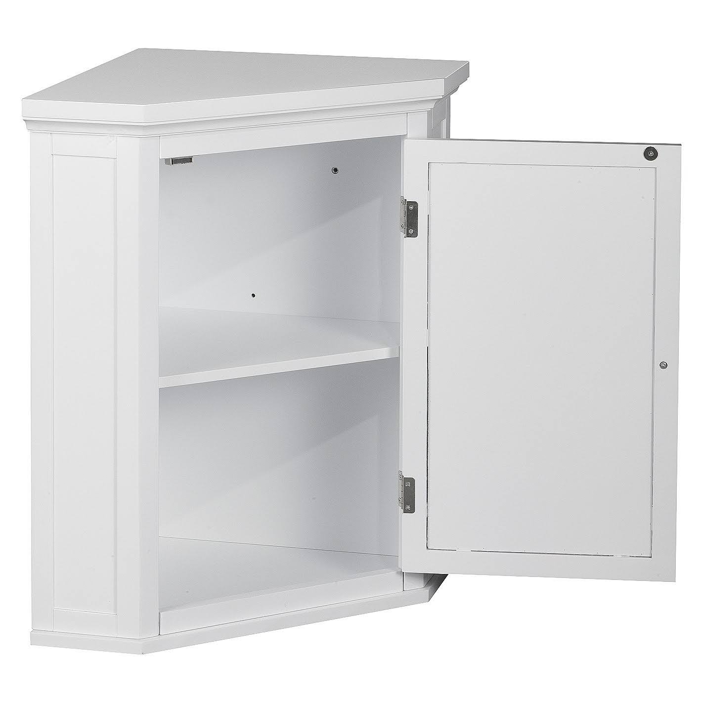 Elegant Home Fashions Glancy Wooden Corner Wall Cabinet, White