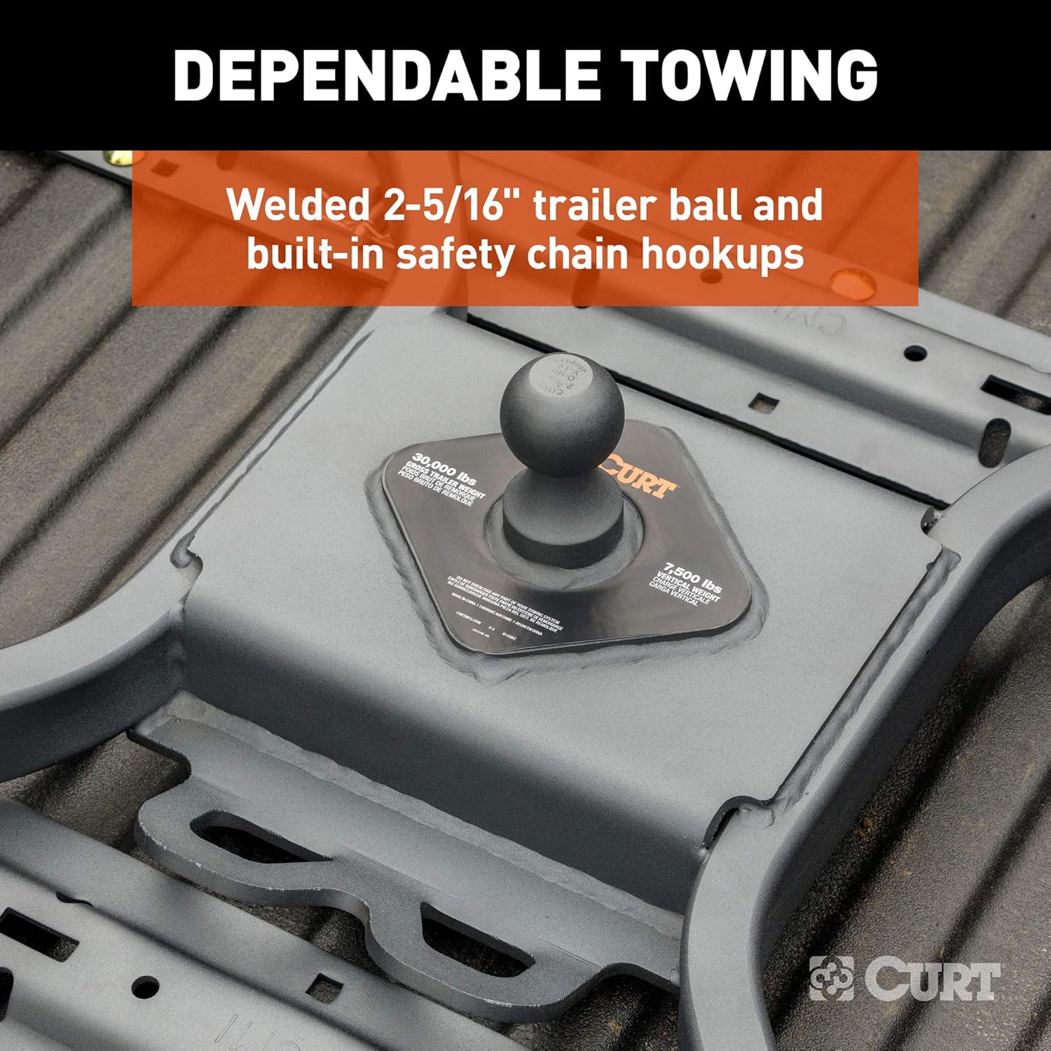 CURT 16090 Spyder 5th Wheel to Gooseneck Adapter Hitch, Fits Industry-Standard Rails, 30,000 lbs, 2-5/16-Inch Ball