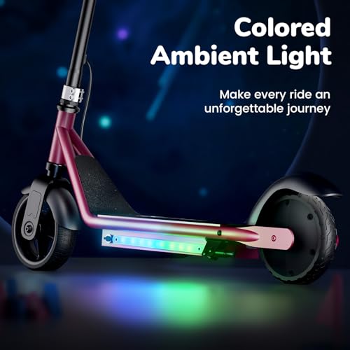 iScooter IK3/IK3Pro Electric Scooter for Kids Ages 6-12, 150W Motor, LED Display, 3 speeds Adjustable,3 Adjustable Heights(IK3Pro),Colorful Lights, Double Brake,Magnetic Charging