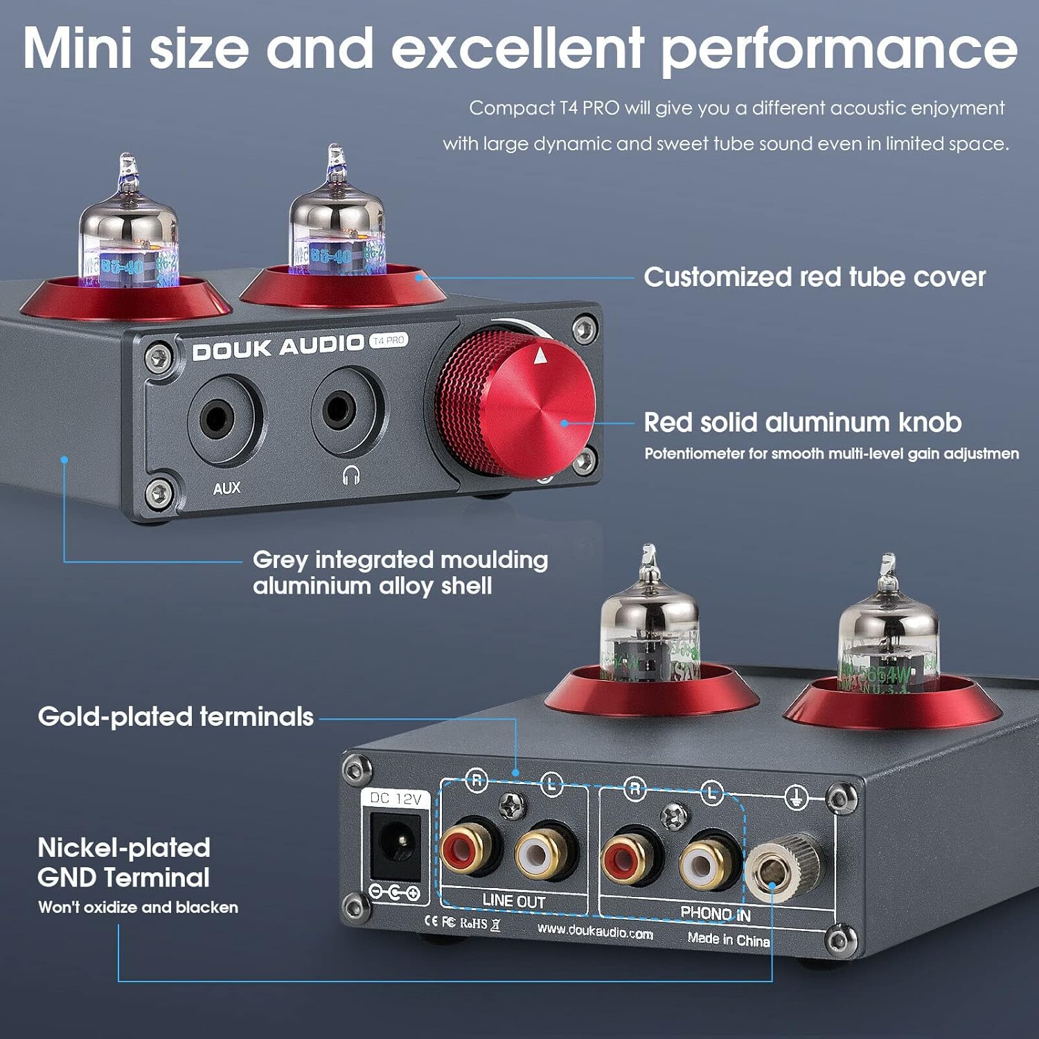 Vacuum Tube MM Phono Preamp Home Stereo Audio Turntable Preamplifier Mini Desktop Headphone Amp GE5654