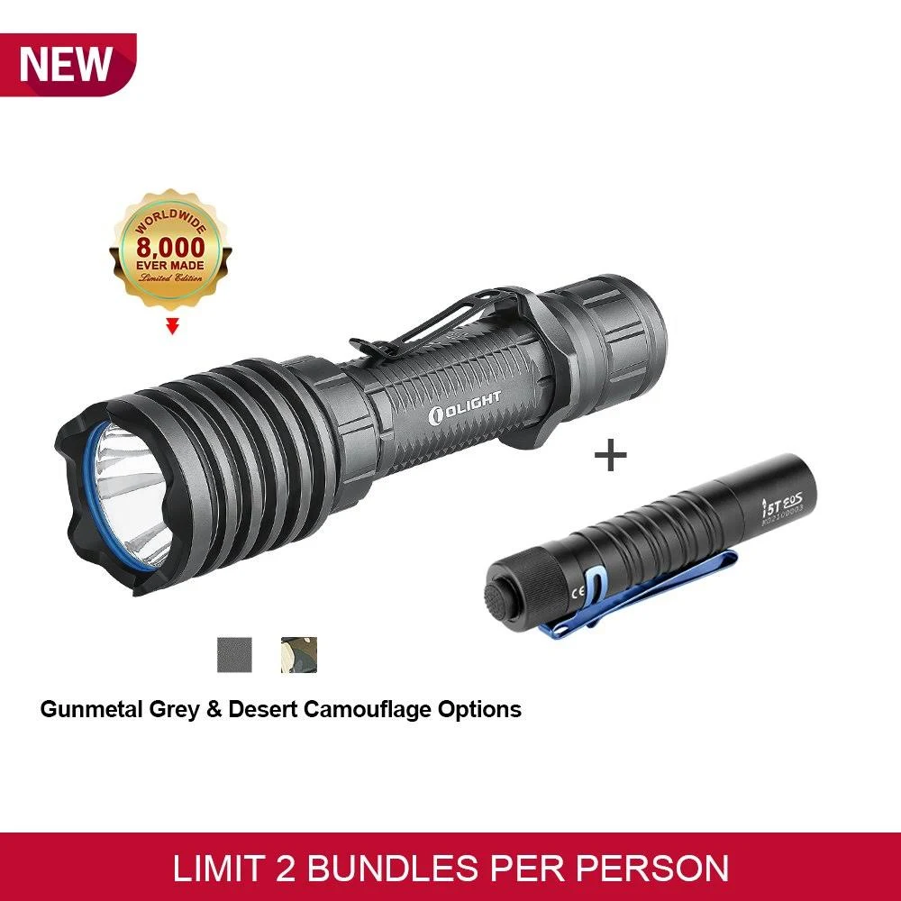 Olight Warrior x Pro Desert Camouflage Rechargeable Tactical Flashlight, 2250 Lm