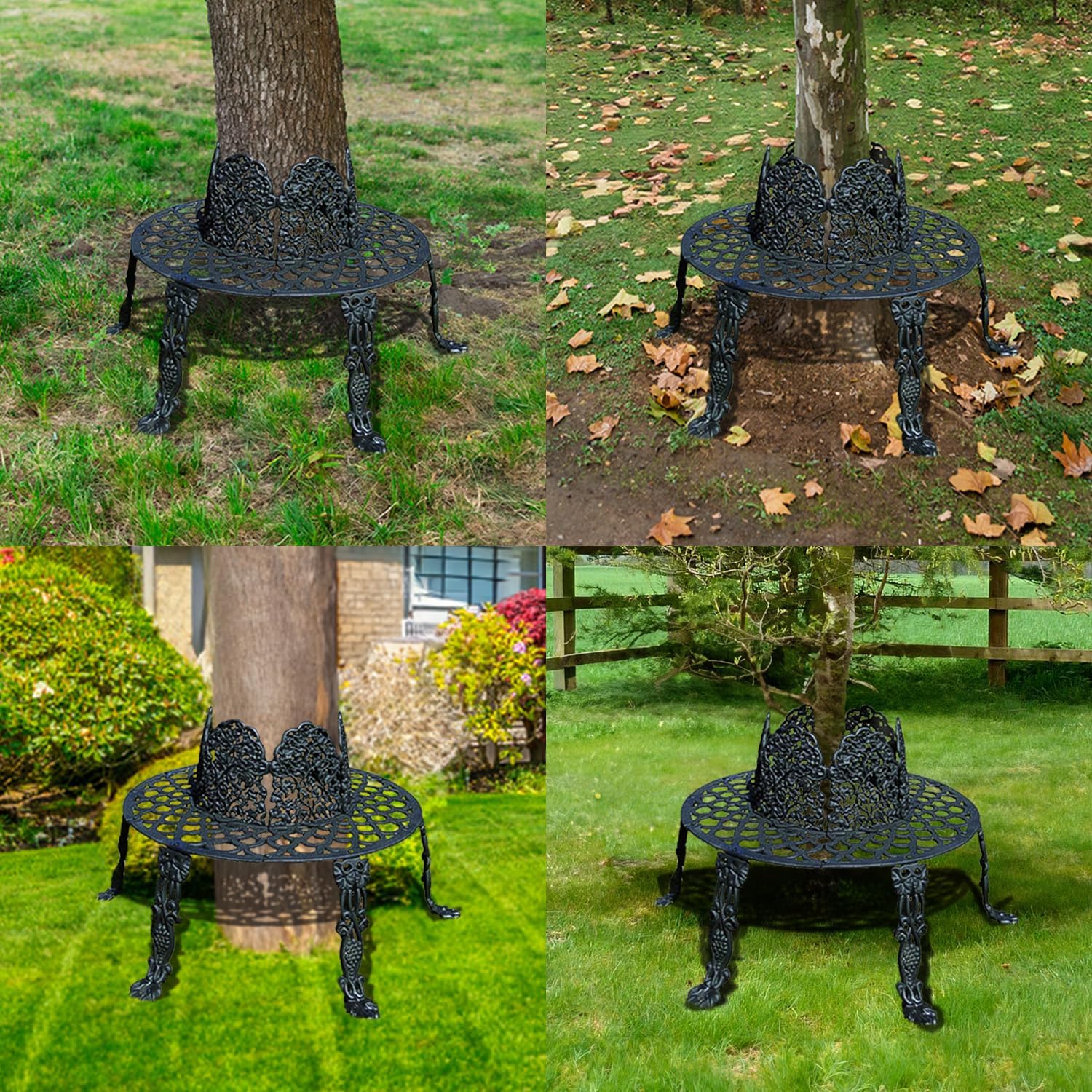 The King's Bay Victorian Tree Surround Vintage Replica Garden Furniture Old Style Outdoor Bench