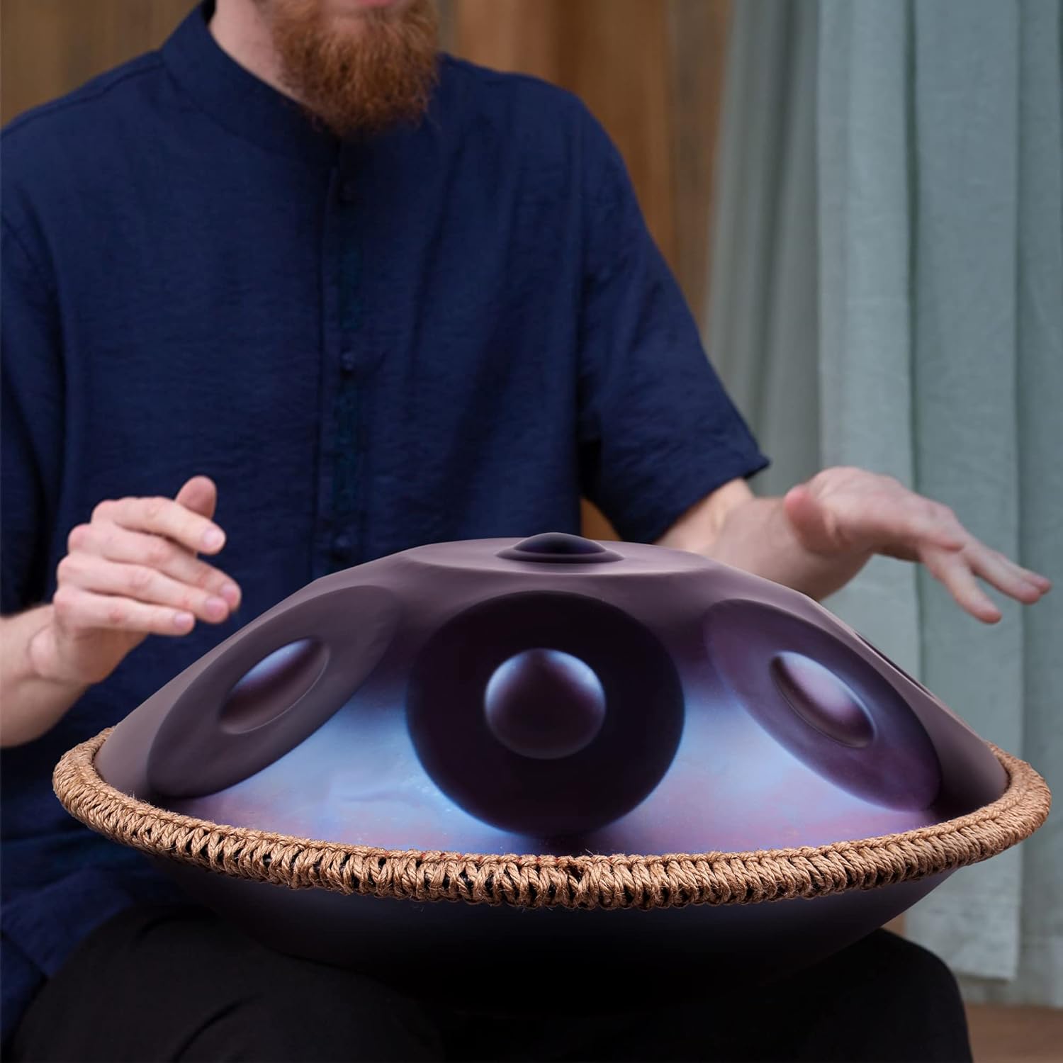 12 Notes 22 Inches Professional Handpan in Minor D Hand Pan Steel Drum Percussion Instrument for Professional Performance(Purple).