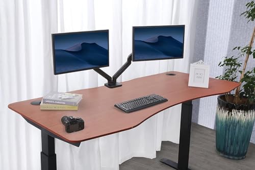 ApexDesk Elite Pro Series 71" x 33" Electric Height Adjustable Stand up Desk, Sit Stand Home Office Desk, Computer Desk - Curved Grey Top/Black Frame