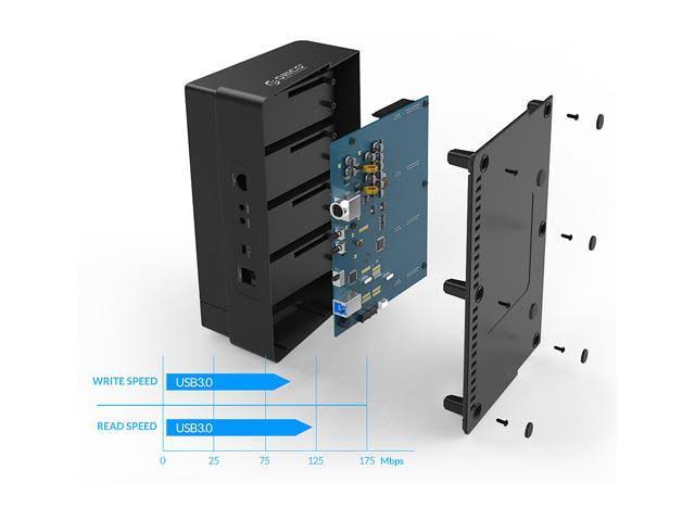 ORICO 4 Bay USB 3.0 SATA Hard Drive Docking Station/Duplicator for 2.5 inch u0026 3.5 inch HDD -Black (6648US3-C-V1)