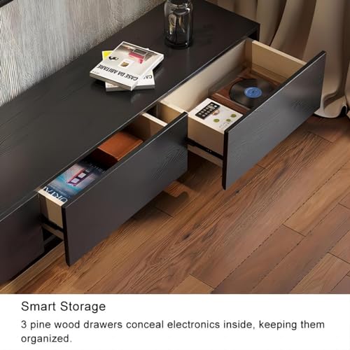 homary Wood Extendable TV Stand Crator Rectangle White and Walnut Media Console with 3-Drawer