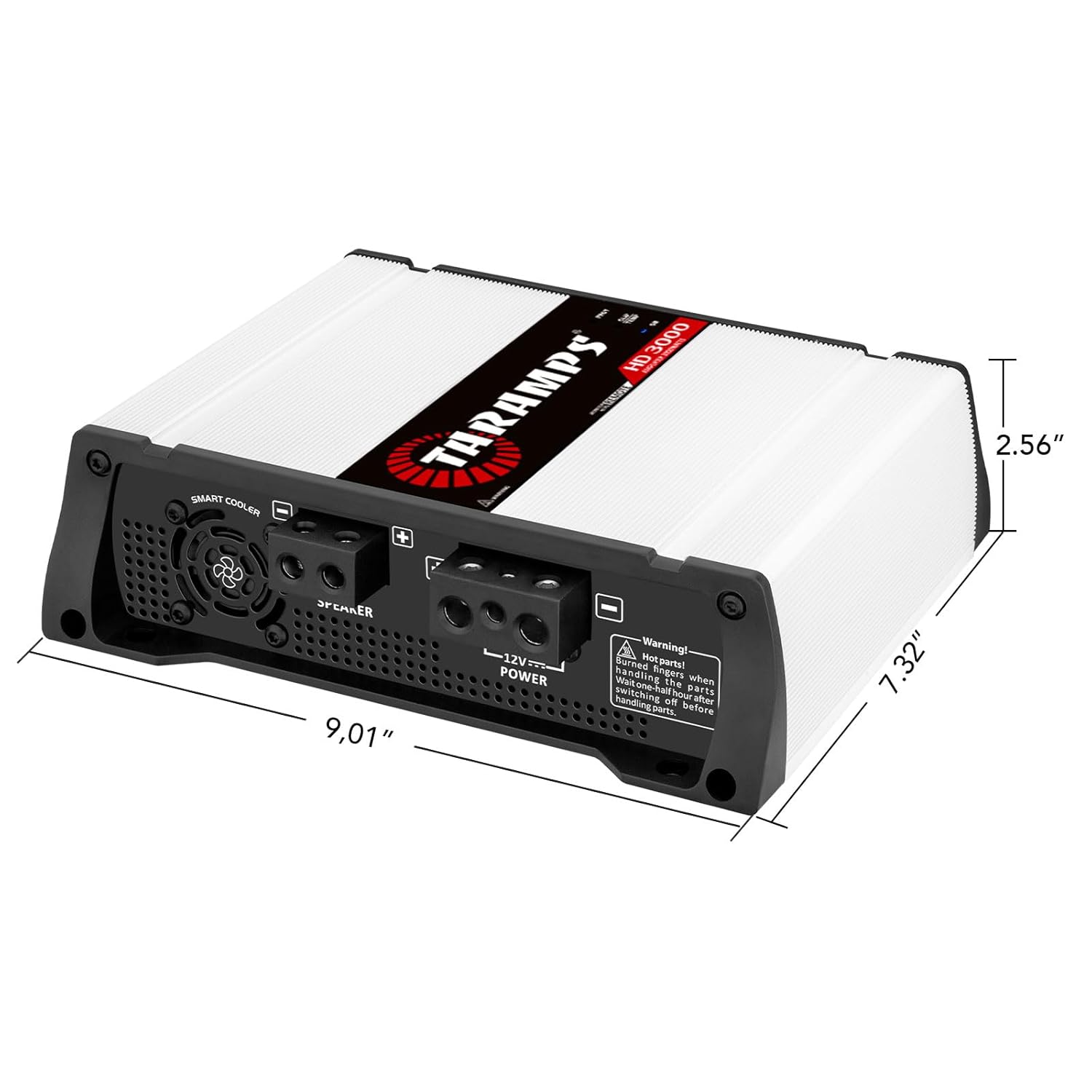 Taramps HD 3000 2 Ohms 1 Channel 3000 Watts RMS MAX Full Range Car Audio, Monoblock, LED Monitor Indicator, Class D Amplifier, Crossover, White 3k amp