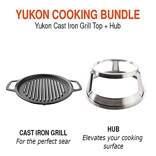 Solo Stove Bonfire Grill Top and Hub, Cast Iron Cooktop with Stainless steel Hub for 8” Elevation, Addition for Bonfire Fire Pit, Weight: 20 lbs, Diameter: 17.5"