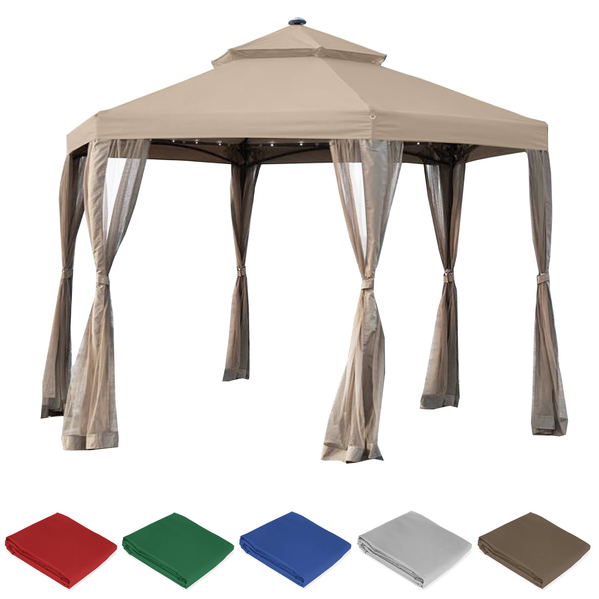 Garden Winds Replacement Canopy for The Hexagon Solar Gazebo (Model GFS00679B) Riplock 350