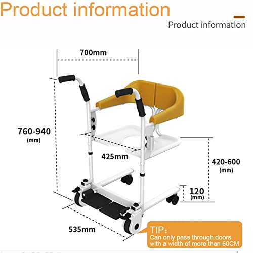 Patient Lift Lift Wheelchai for Home, Transfer Nursing Elderly Transfer Lifter with 180° Split Seat, Bathroom Shower Chair with Commode Bucket, 200 Lbs Weight Capacity Basic Edition (Basic Brown)