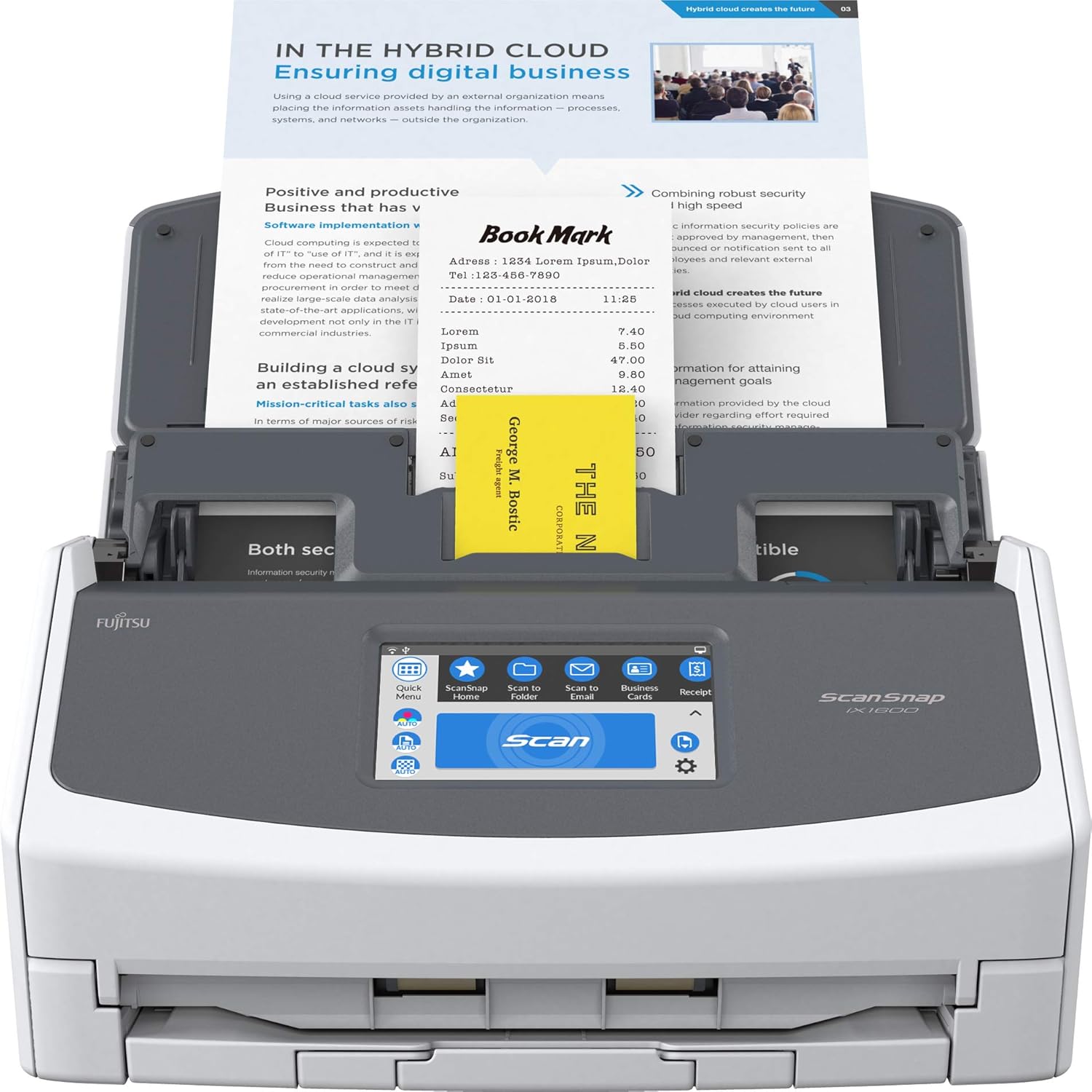 Fujitsu ScanSnap iX1400 Simple One-Touch Button Document Scanner for Mac or PC, Black