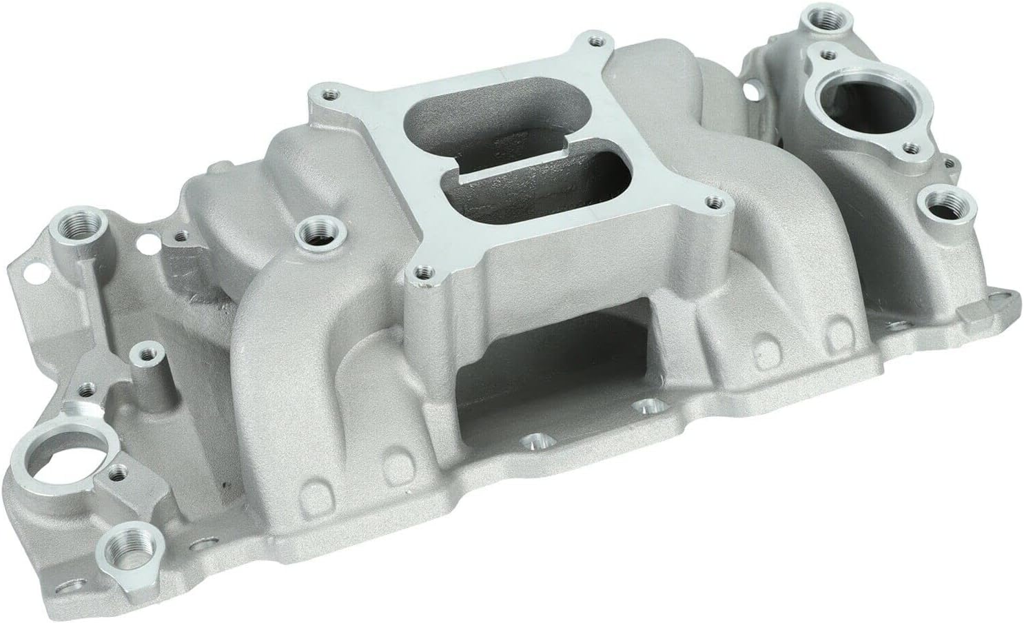 Small Block Chevy Dual Plane Air Gap Satin Aluminum Intake 1500-5500 RPM SBC 350 400