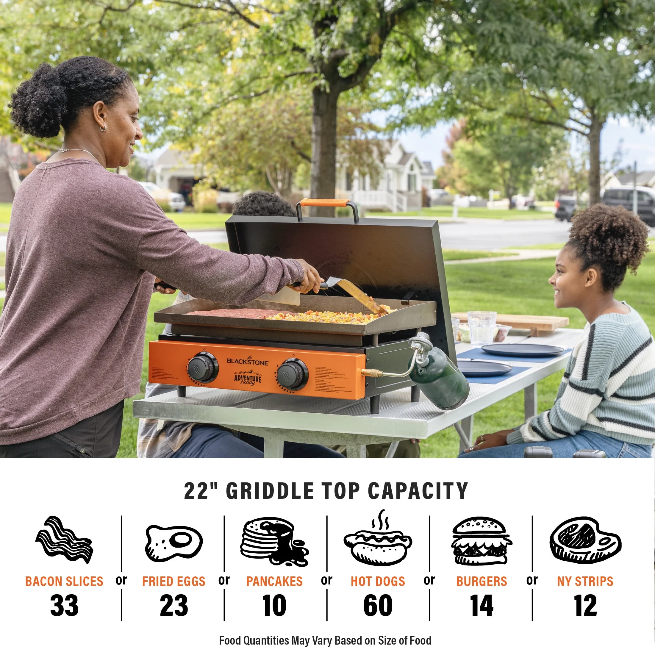 Blackstone Adventure Ready 2-Burner 22 Propane Griddle with Hard Cover in Black