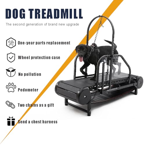 New Dog Treadmill for 2025, Non-Electric Treadmill for Dogs with Step Counter, Adjustable Incline & Brake, Dog Treadmills Suitable for Indoor and Outdoor, Supports Up to 300 lbs