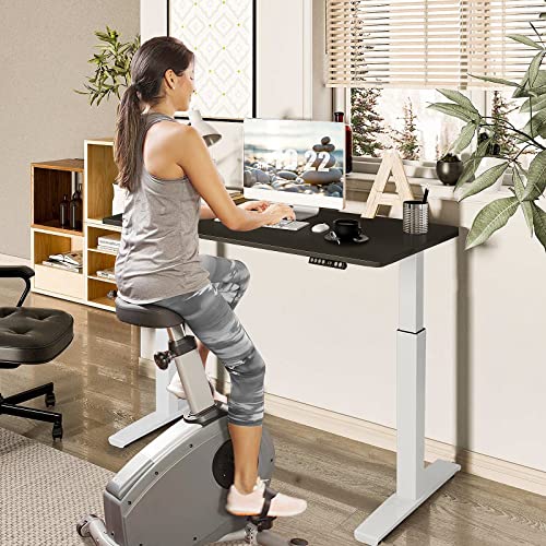COSTWAY Dual Motor Electric Standing Desk, 55" x 28" Height Adjustable Sit Stand Desk with Solid One-Piece Desktop & 3 Memory Presets, Ergonomic Computer Workstation for Home Office (White & Black)