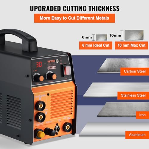 VEVOR 3 in 1 Plasma Cutter Welder Machine, CT-312 TIG/MMA Plasma Cutter Combo Machine, 30A Plasma Cutter, 120Amp TIG Welder and 120A Stick Welder, Digital 110/220V Dual Voltage IGBT Inverter