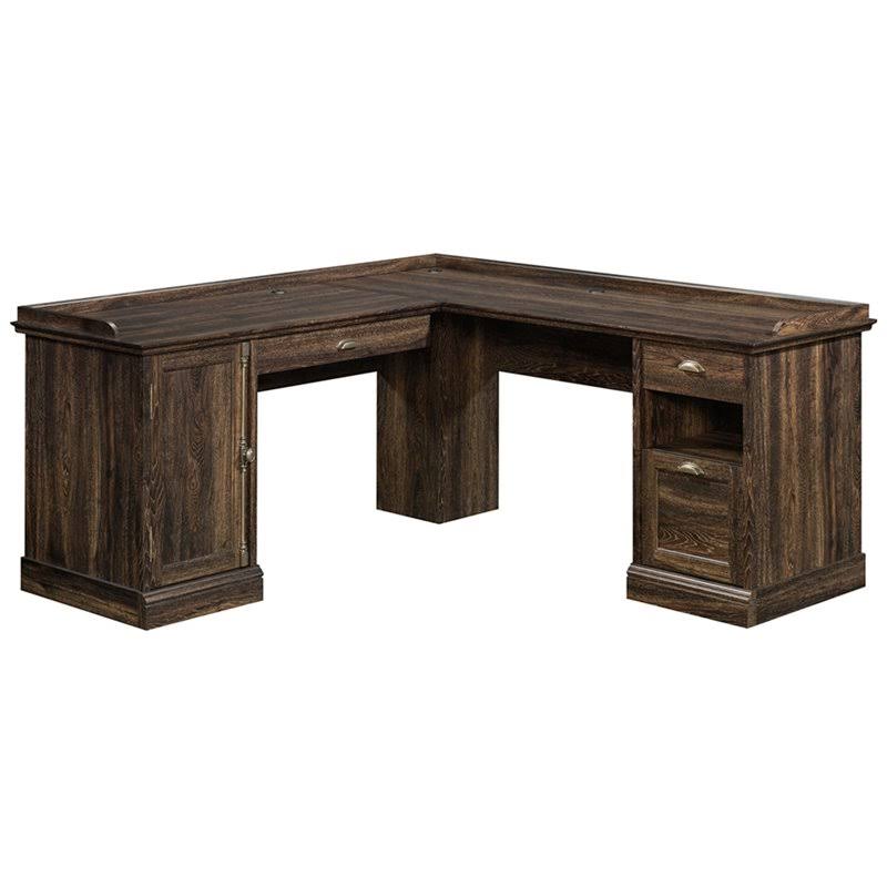 Sauder Barrister Lane L Shaped Computer Desk, Iron Oak