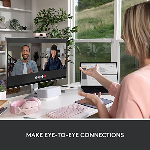 Logitech Brio 500 Full HD Webcam with Auto Light Correction,Show Mode, Dual Noise Reduction Mics, Webcam Privacy Cover, Works with Microsoft Teams, Google Meet, Zoom, USB-C Cable - Rose