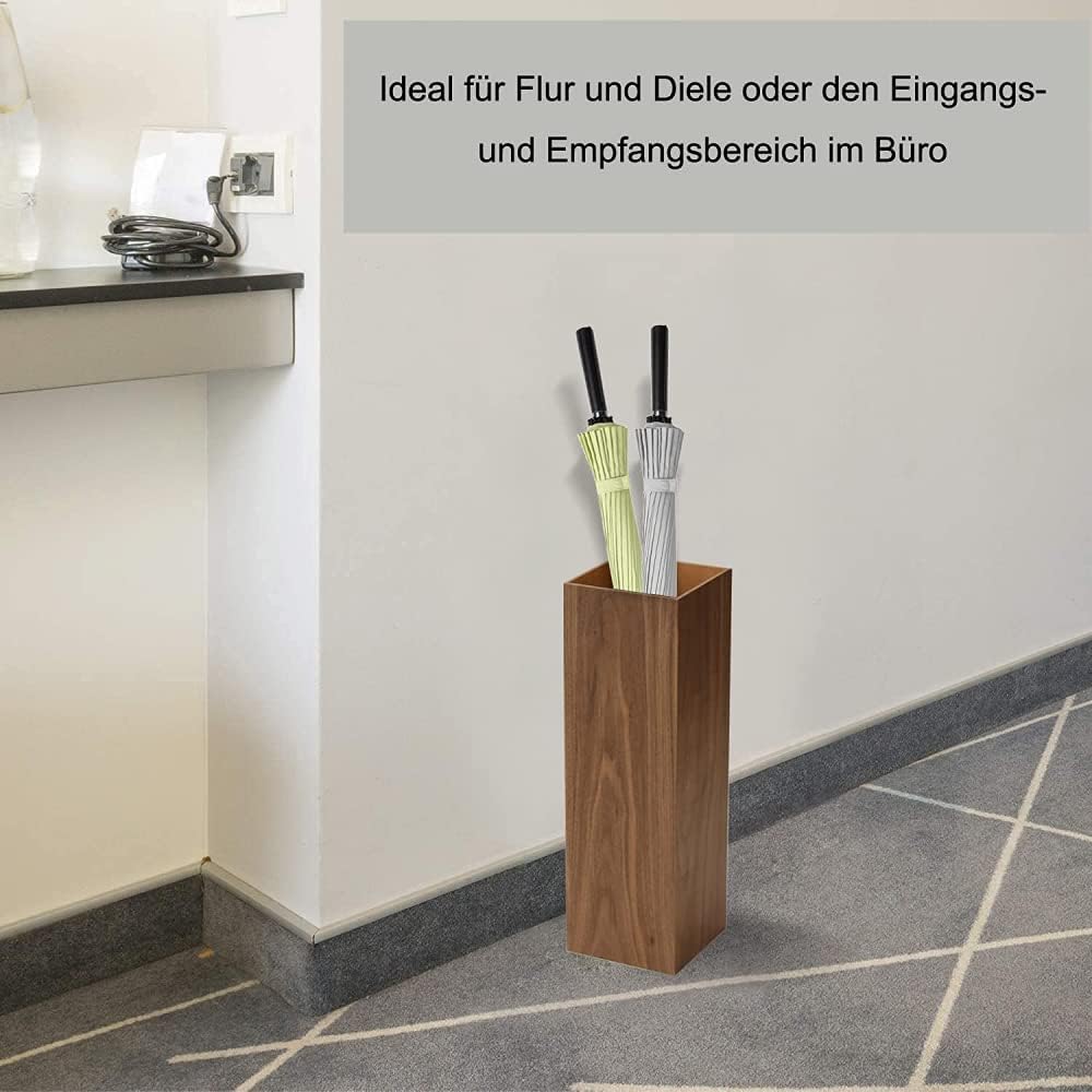Umbrella Stand Made of Wood Wooden Umbrella Stand Saves Space with drip Tray Suitable for Front Door/Entrance Hall Walnut,