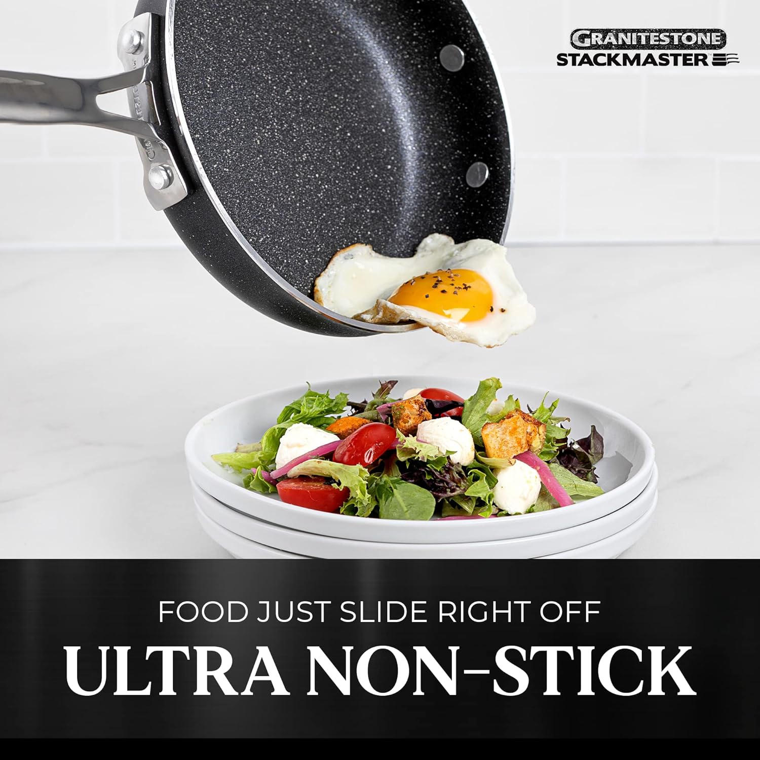 Granitestone Original Stackmaster 15 Piece Nonstick Cookware Set, Scratch Resistant Kitchenware, Pots and Pans, Induction-Compatible