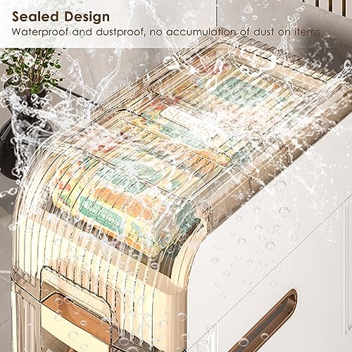 Narrow Bathroom Floor Storage Cabinet with Multilayer Drawers and 4 Universal Wheels,Tall Slim Bathroom Storage Unit Free Standing Storage Cabinet for Small Spaces,Gaps,Kitchen,Hallway