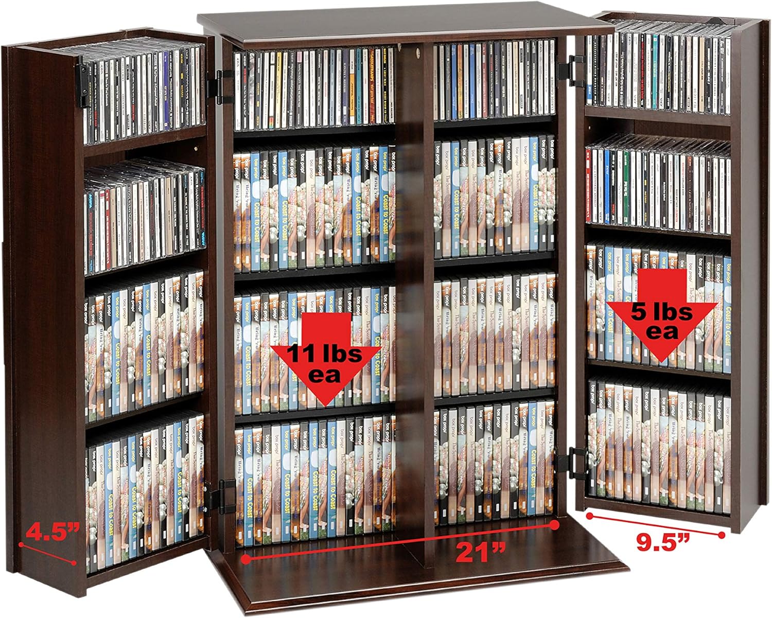 PREPAC Espresso Locking Media Storage Cabinet with Shaker Doors
