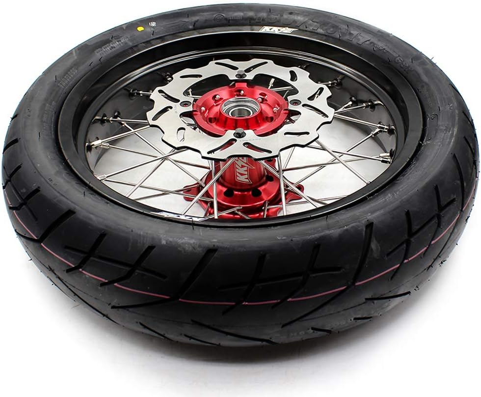 KKE 3.5" / 4.25 * 17 Rim Fit for CRF250R 2014 CRF450R 2013-2023 CRF450RL 2019-2023 Supermoto Wheels CST Tires Red Hub Discs