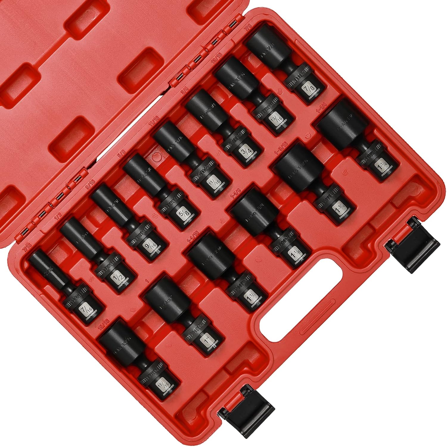 MIXPOWER 10-piece 3/8" Drive Shallow Universal Impact Socket Set, Metric,10-19mm, Swivel Socket with Flexible Wobble, CR-MO
