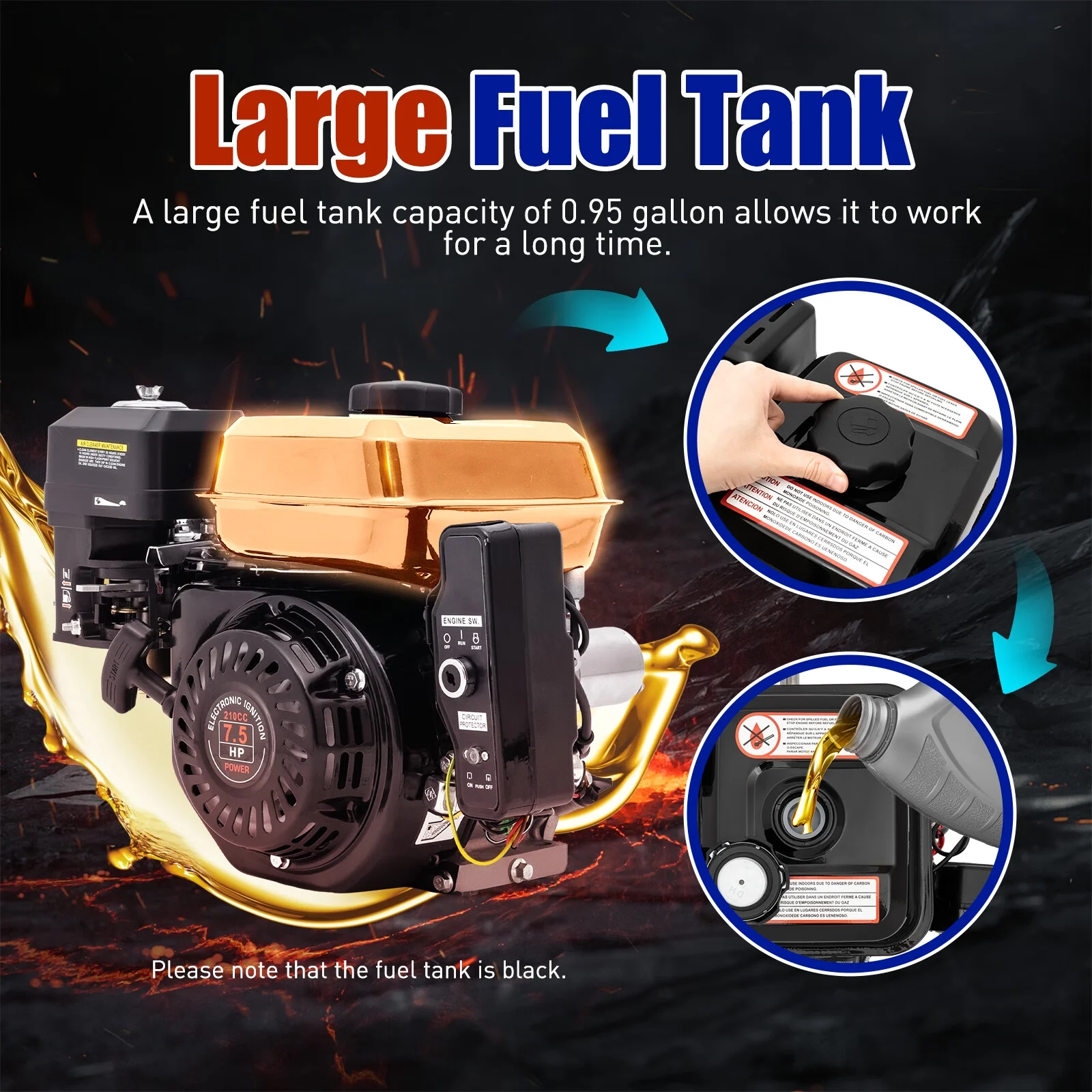 Wuzstar 7.5HP 212CC Go Kart Engine Electric Start Side Shaft Motor OHV Air Cooling Gasoline Engine Motor for Compressor Ripper, Lawn Mower