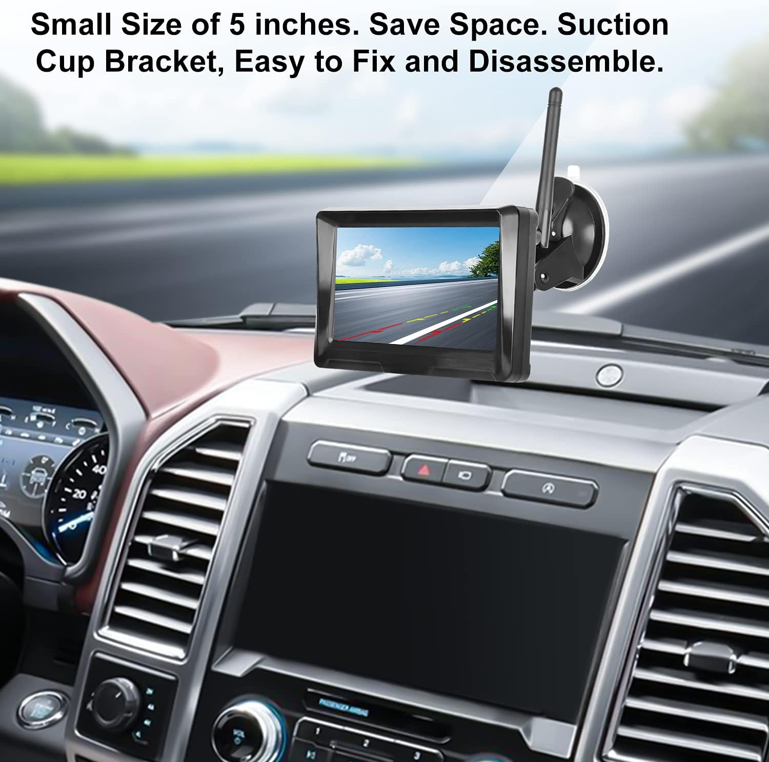 5 Inch Digital Wireless Backup Camera LCD Monitor Kit 1080P HD Waterproof Super Night Vision Wide Viewing Angle Rear View Camera Stable Wireless Signal Easy Installation for Trucks, Camper, Car, SUV