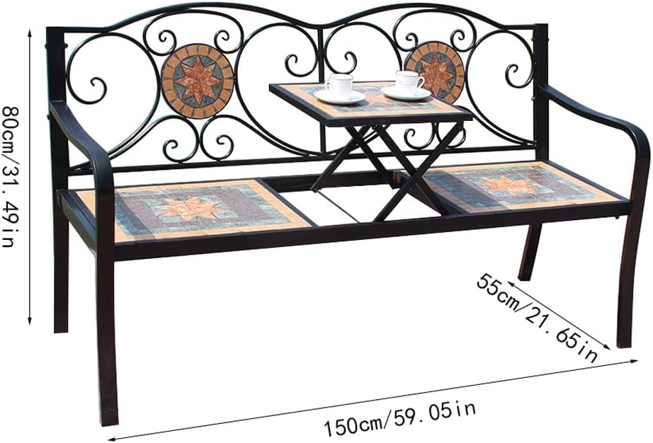 Outdoor Furniture Outdoor Bench Nordic Wrought Iron Balcony Garden Garden Bench Outdoor Table and Chairs Villa Terrace Leisure Double Bench Garden Bench