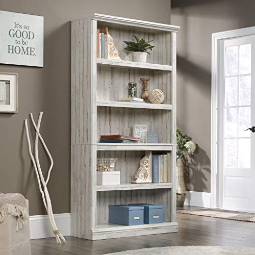 Sauder 5 Tier Book Shelf Wooden Bookcase Multipurpose Bookshelf for Home Office, Living Room, in Chalked Chestnut