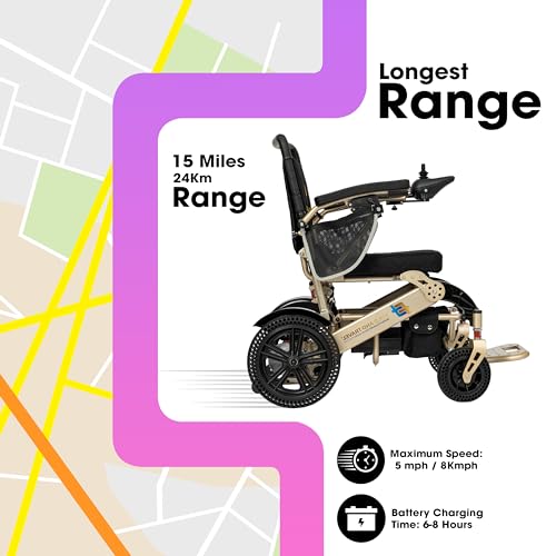 Premium Auto Folding Electric Wheelchair Portable Power Wheel Chair Advanced Mobility Solution for Adult and Senior (1 Battery 15+ Miles Range, Blue)