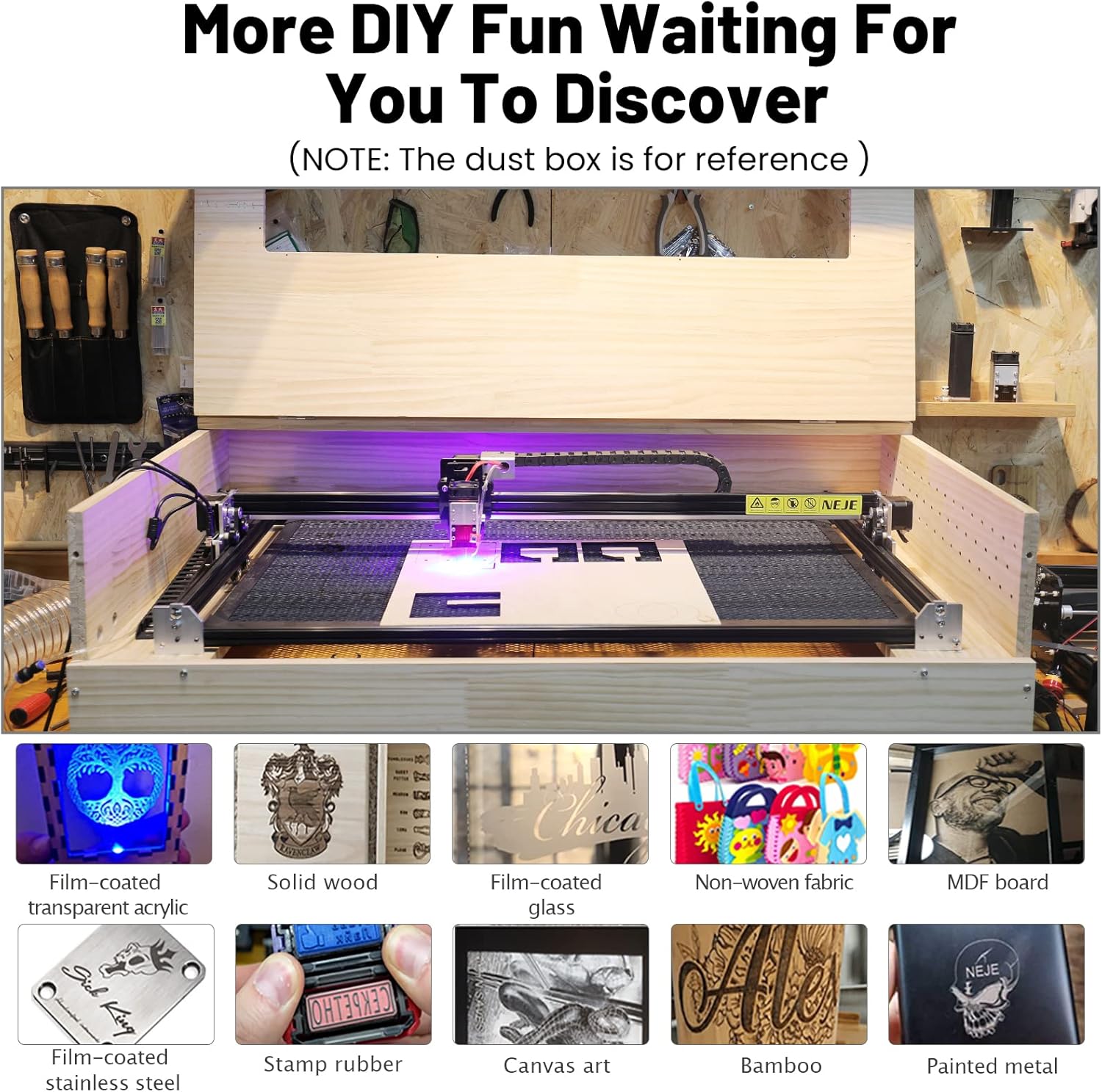 NEJE Master 2 Mini Engraving Machine, CNC Engraver for Plywood, Unfinished Wood，App Control with NEJE Software, 2.5W Output, 110 x 120 mm