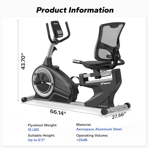 MERACH Recumbent Exercise Bikes for home, Light Commercial High-end Recumbent Bike for Seniors Adults, Magnetic Recumbent Exercise Bike with Smart Bluetooth and Exclusive App, LCD, Heart Rate Handle
