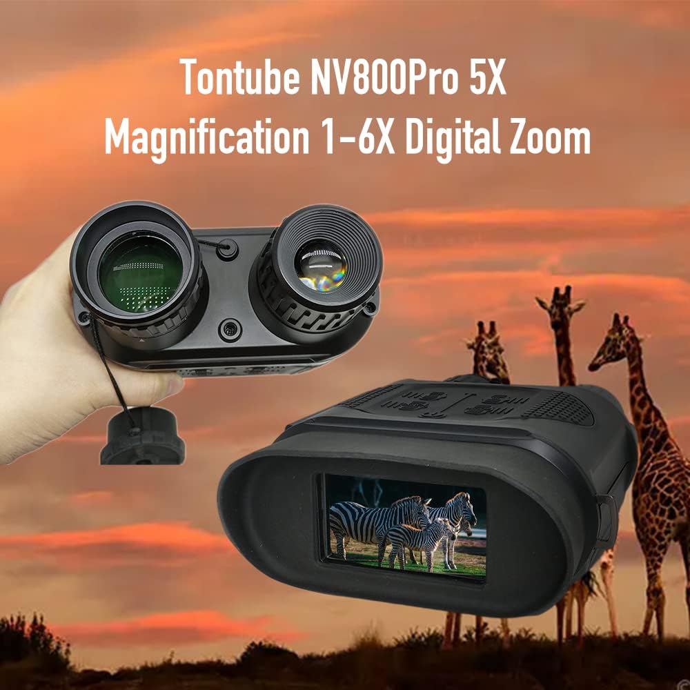Tontube Night Vision Goggles, 1-6X Digital Zoom Infrared Night Vision Binoculars, Tactical Gear Military Grade for Hunting with 256G Memory Card