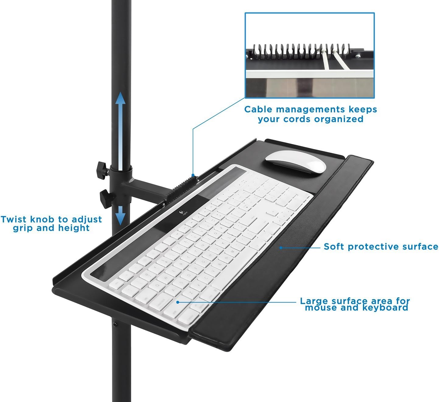 Mount-It! Rolling Computer Cart, Mobile Workstation with Tray Monitor Mount and CPU Holder, Height Adjustable and Mobile Stand for Office and Industrial Use